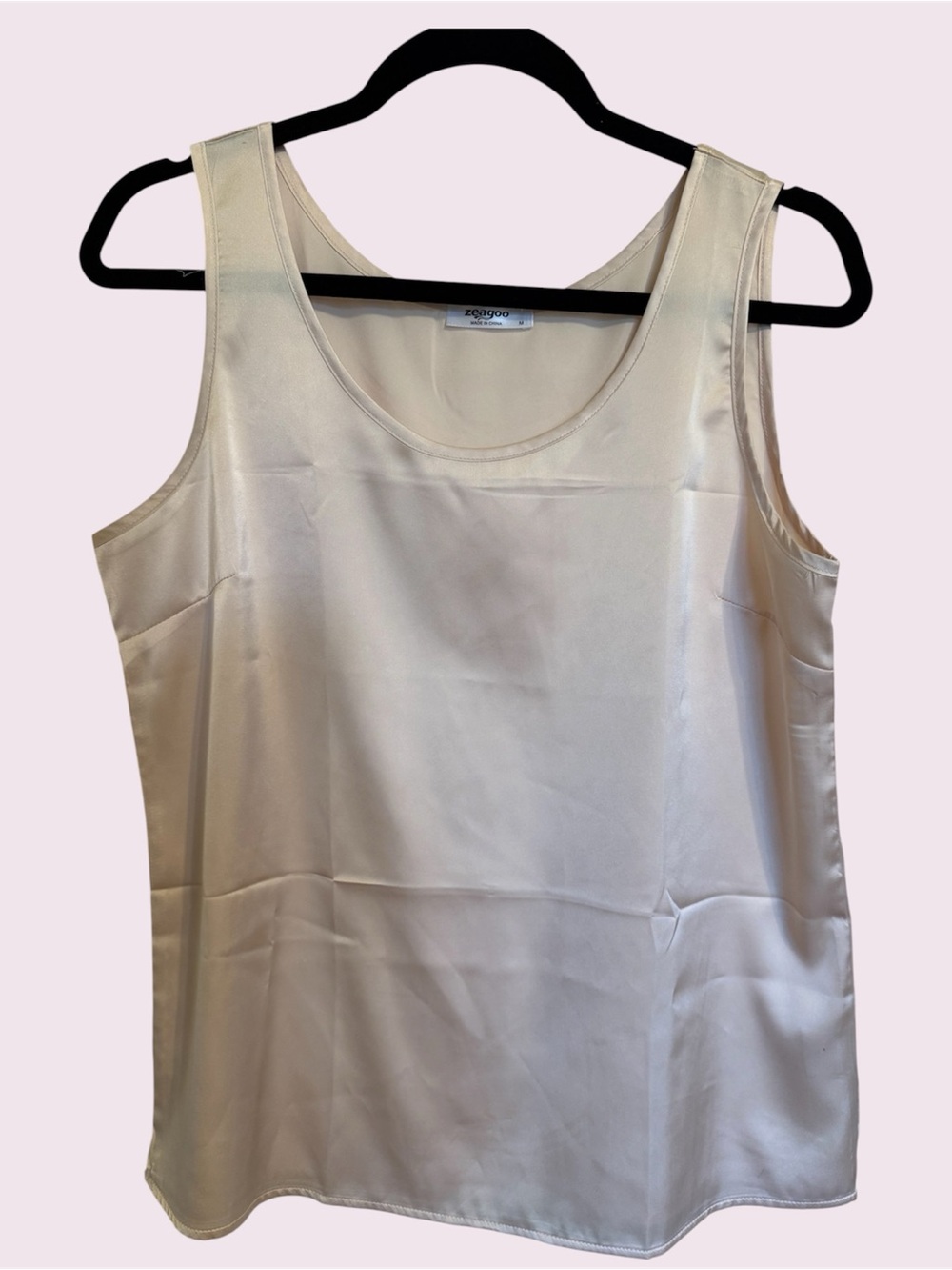 zeagoo Medium Pale Pink Satin Tank Chemise, Like New